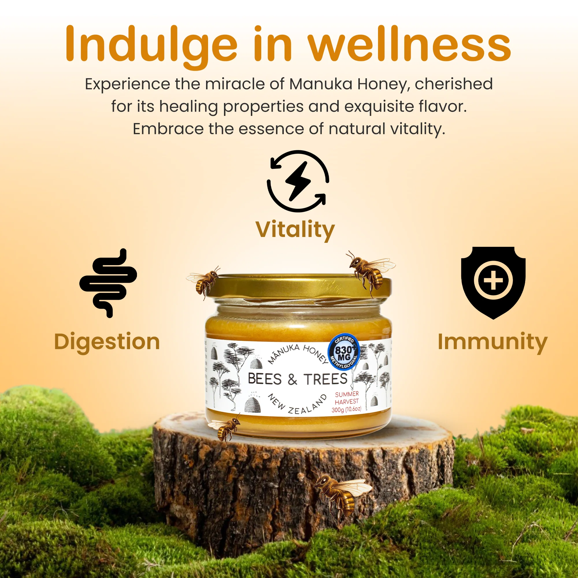 Premium Manuka Honey - 830+MG - 10.6 oz - Pure New Zealand | Queen